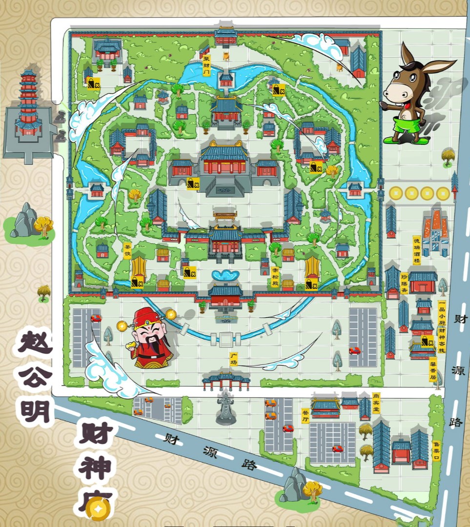 曲江寺庙类手绘地图